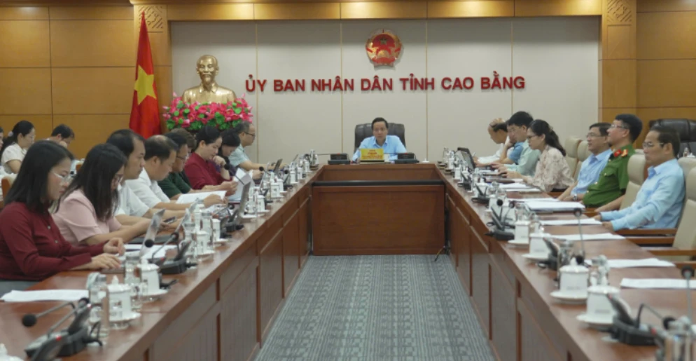 Các đại biểu dự tại điểm cầu tỉnh Cao Bằng.