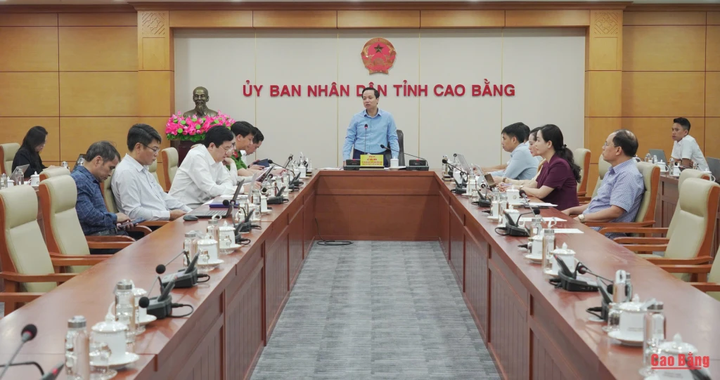 Phó Bí thư Tỉnh ủy, Chủ tịch UBND tỉnh Lê Hải Hòa phát biểu kết luận cuộc họp.