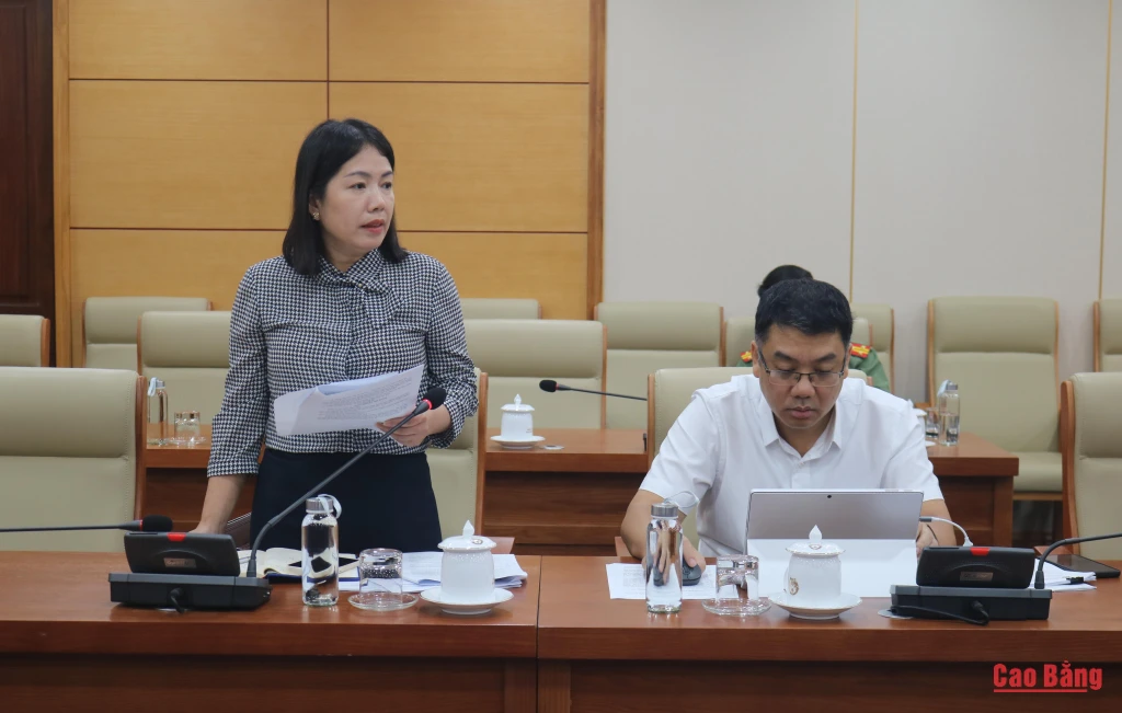 Lãnh đạo Báo và Phát thanh, truyền hình Cao Bằng phát biểu tại cuộc họp.