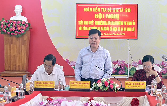 Triển khai quyết định kiểm tra với Ban Thường vụ Đảng ủy các xã Ngọc Tố, Vĩnh Lợi về công tác 35