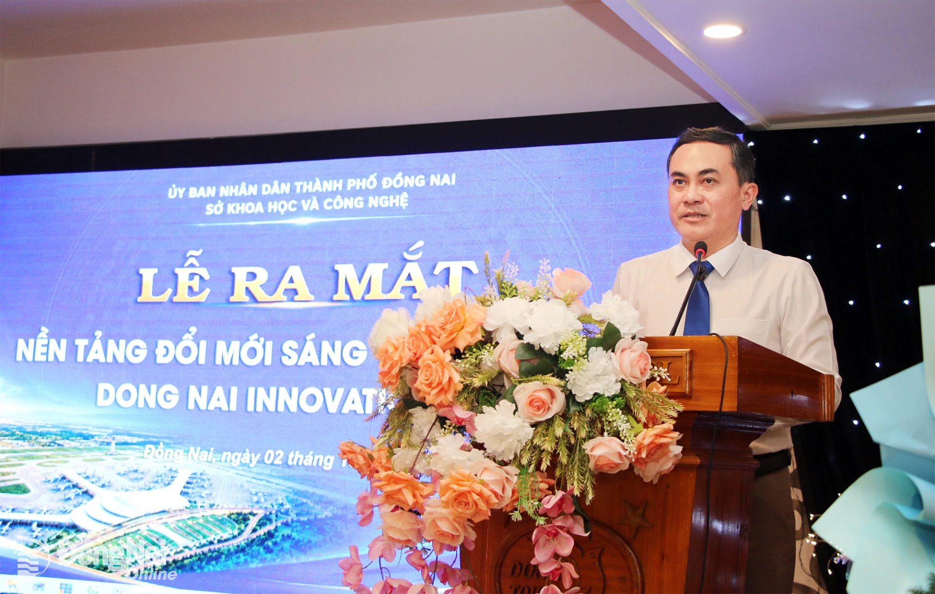 Ủy viên Ban Thường vụ Thành ủy, Phó Chủ tịch UBND thành phố Đồng Nai Lê Trường Sơn phát biểu tại lễ ra mắt. Ảnh: Hải Quân