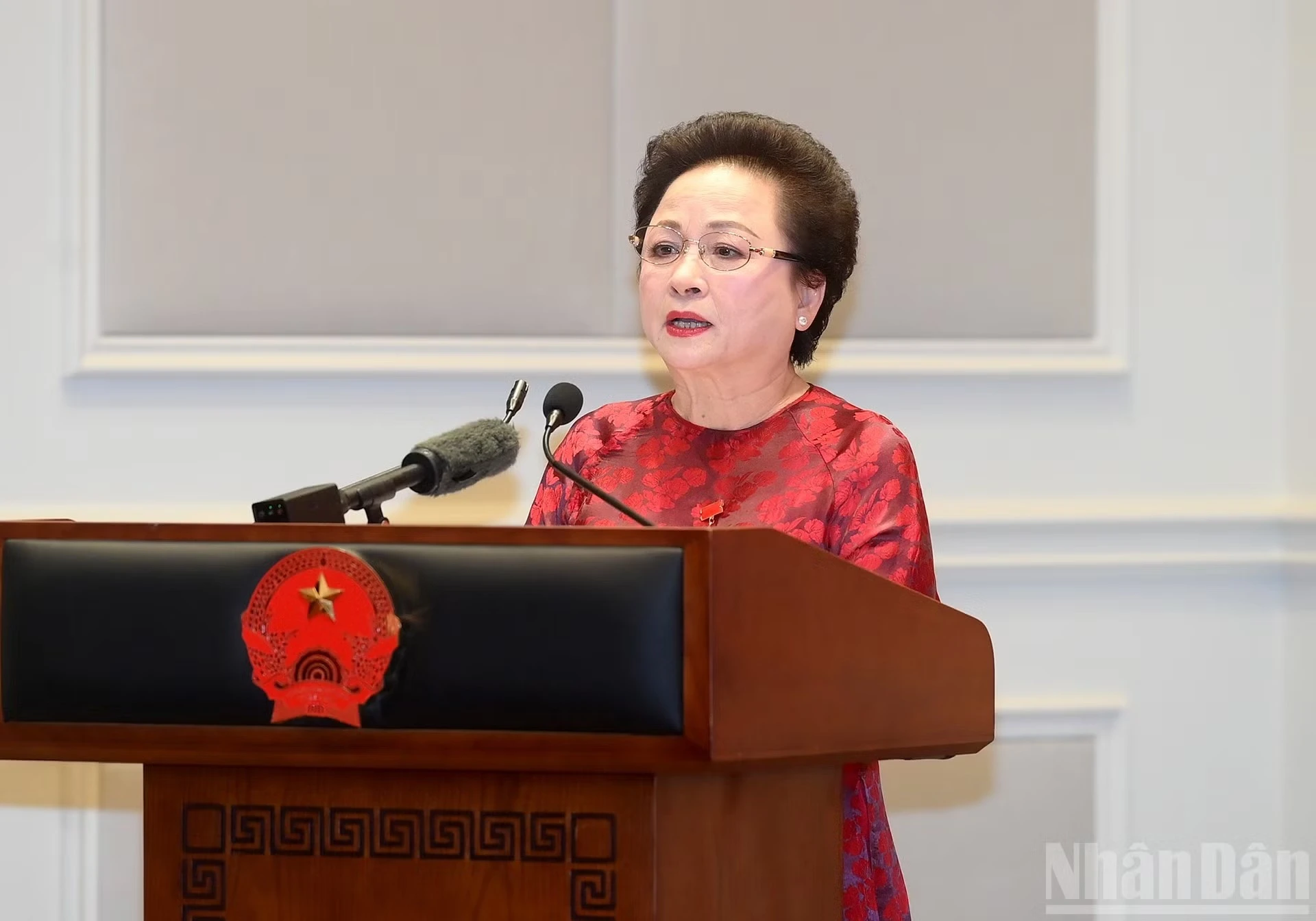 Đại biểu doanh nghiệp tiêu biểu phát biểu tại cuộc gặp mặt.  