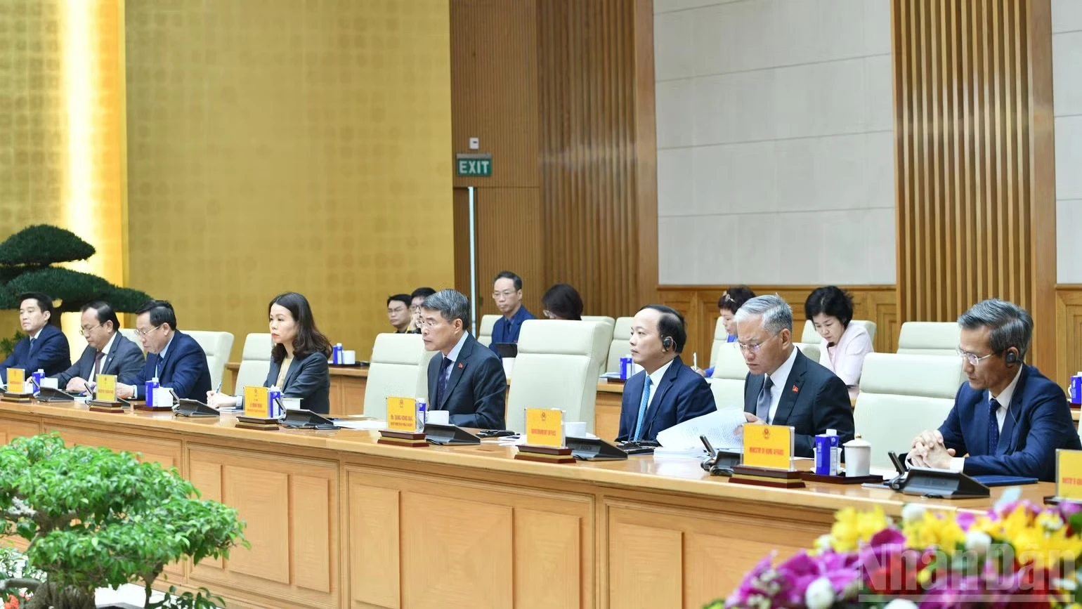 Thủ tướng Chính phủ Lê Minh Hưng và lãnh đạo một số bộ, ngành tham dự buổi tiếp. (Ảnh: THANH GIANG)    