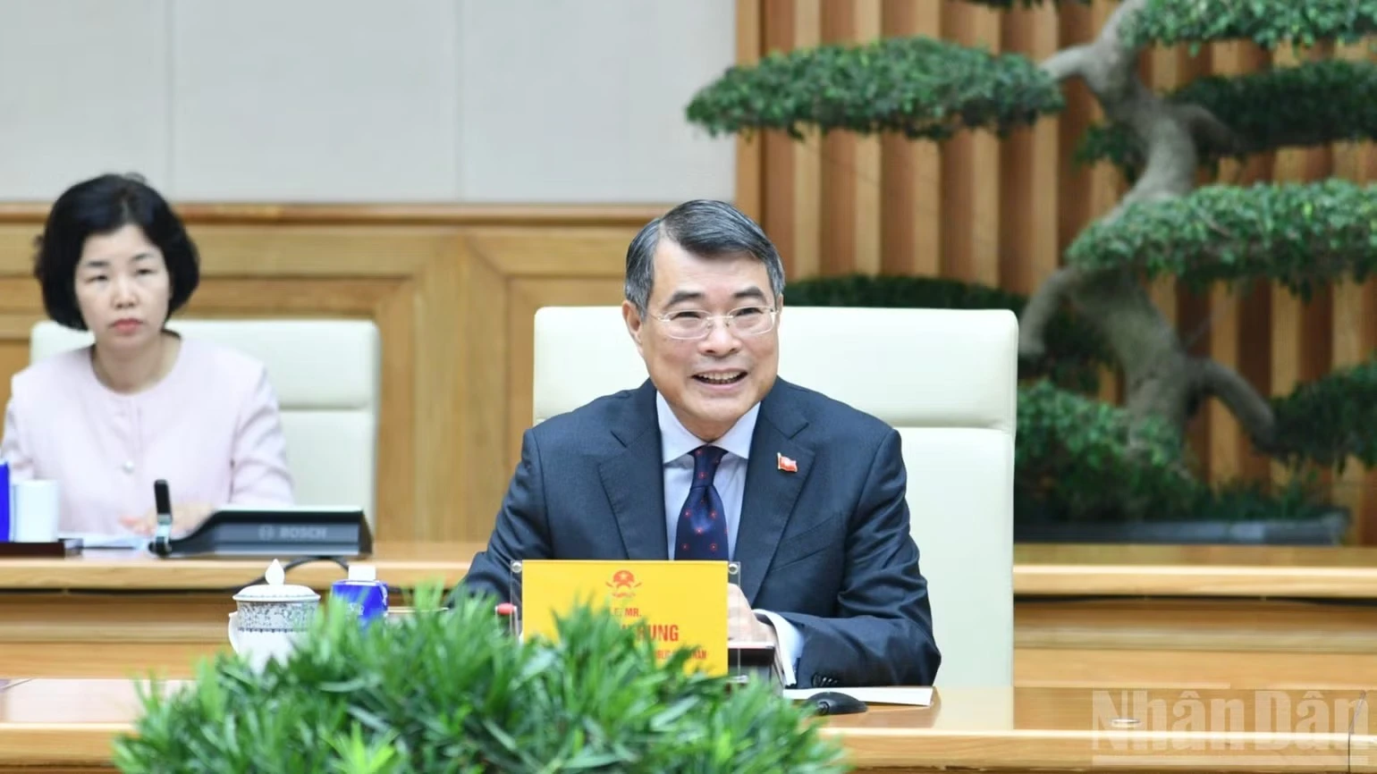 Thủ tướng Chính phủ Lê Minh Hưng phát biểu ý kiến tại buổi tiếp. (Ảnh: THANH GIANG)    