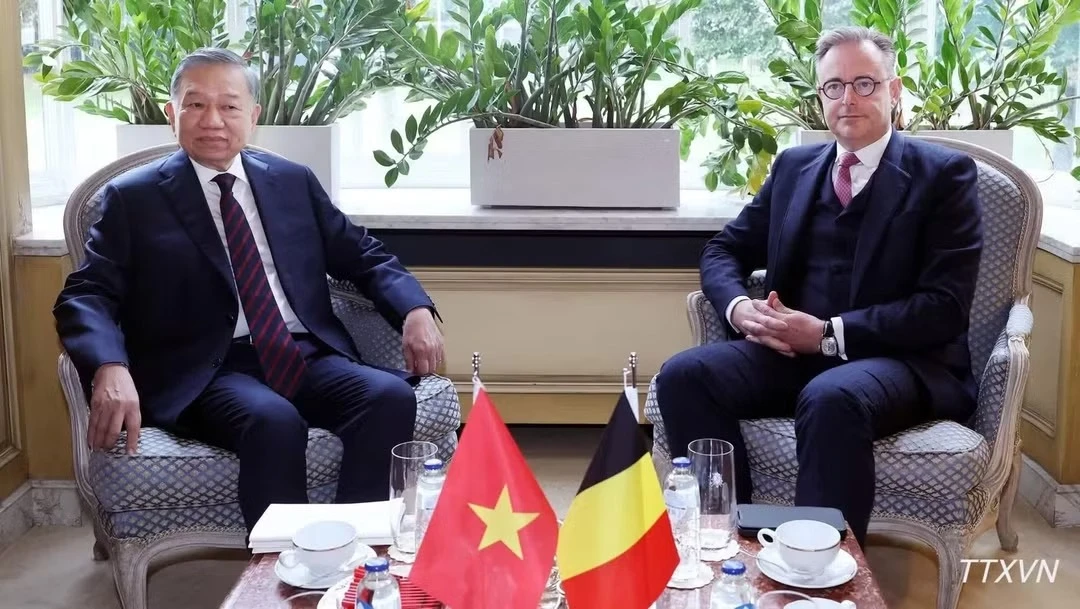 Tổng Bí thư, Chủ tịch nước Tô Lâm gặp hẹp Thủ tướng Bỉ Bart De Wever. (Ảnh: TTXVN)