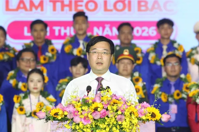 Đồng chí Lê Quốc Phong phát biểu tại chương trình. Ảnh: DŨNG PHƯƠNG