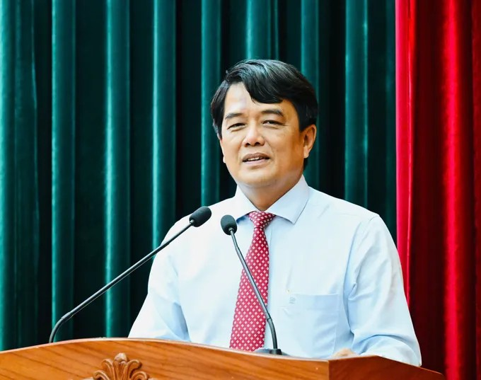 Trưởng Ban Tuyên giáo Thành ủy TPHCM Bùi Thanh Nhân phát biểu nhận nhiệm vụ. Ảnh: VIỆT DŨNG