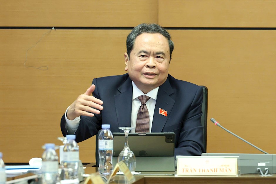 Chủ tịch Quốc hội Trần Thanh Mẫn phát biểu thảo luận tại tổ đại biểu Quốc hội đoàn TPHCM. Ảnh QUANG PHÚC