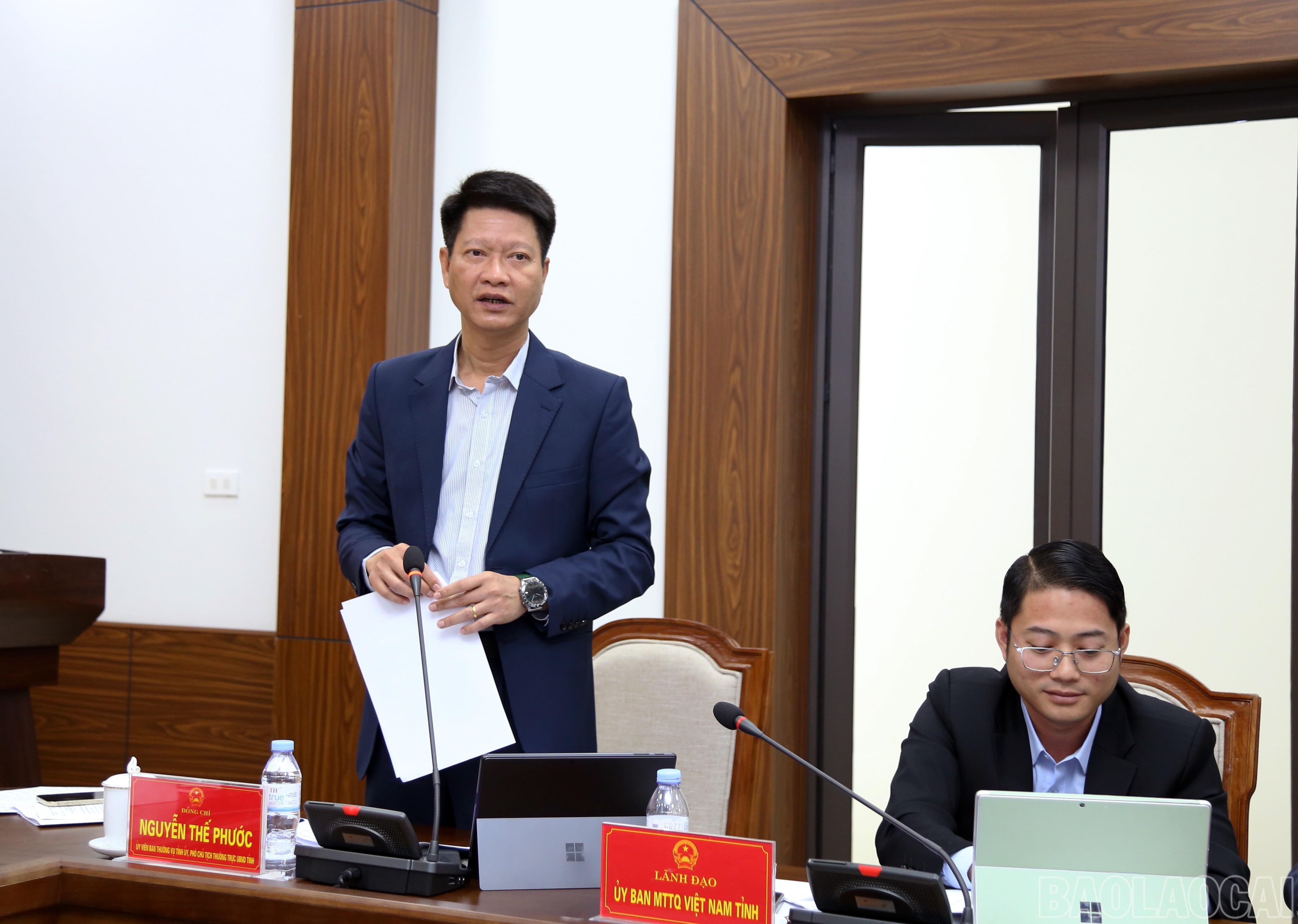 Đồng chí Nguyễn Thế Phước - Phó Chủ tịch Thường trực UBND tỉnh phát biểu tại phiên họp. baolaocai-br_img-1983.jpg
