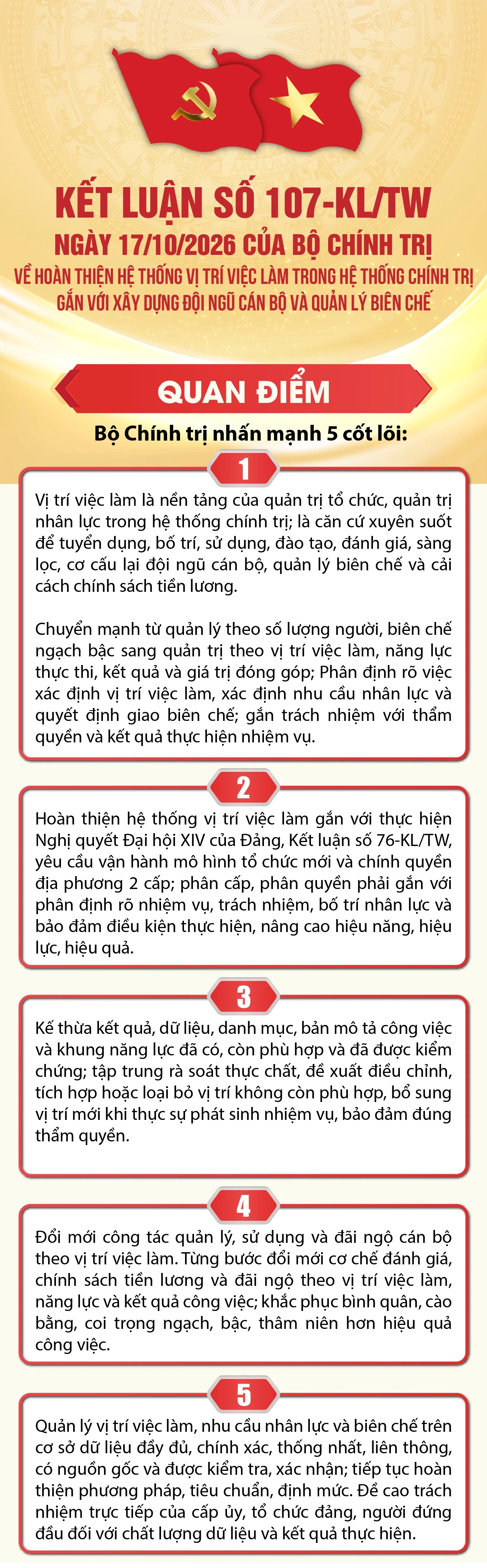 Một số nội dung chính của Kết luận số 107-KL/TW về vị trí việc làm